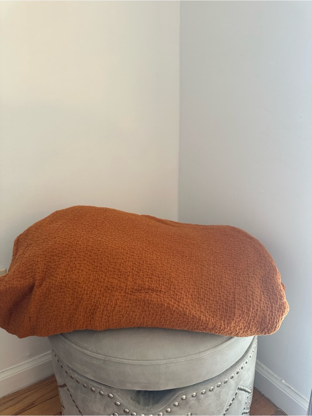 Coyuchi Organic Cotton Throw in Warm Rust Orange - Picture 3 of 3